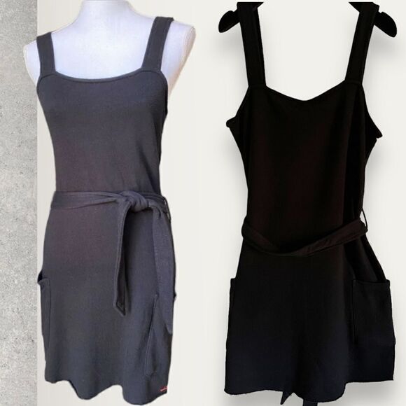 Anthropologie black summer tank dress w/ pockets cotton stretch NWT M/L - Picture 2 of 16